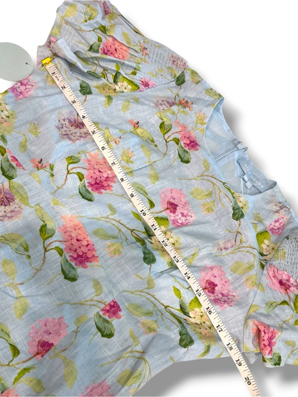 Hill House Home NWT The Dominique Linen Dress Hydrangea Chintz Blue Floral Sz M - Picture 9 of 10
